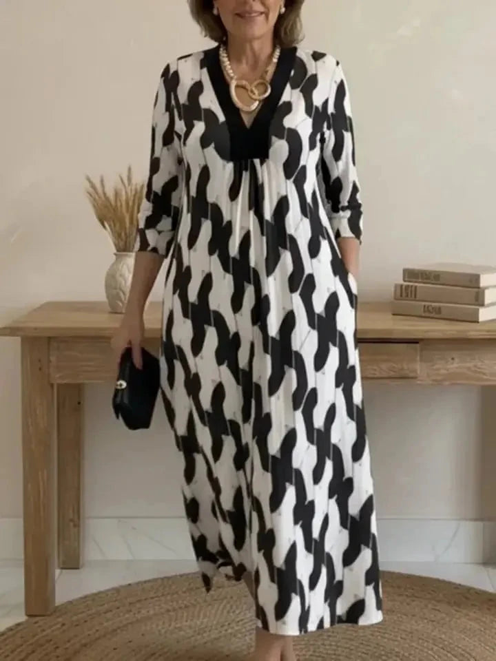 Elegant Art Print Midi Dress