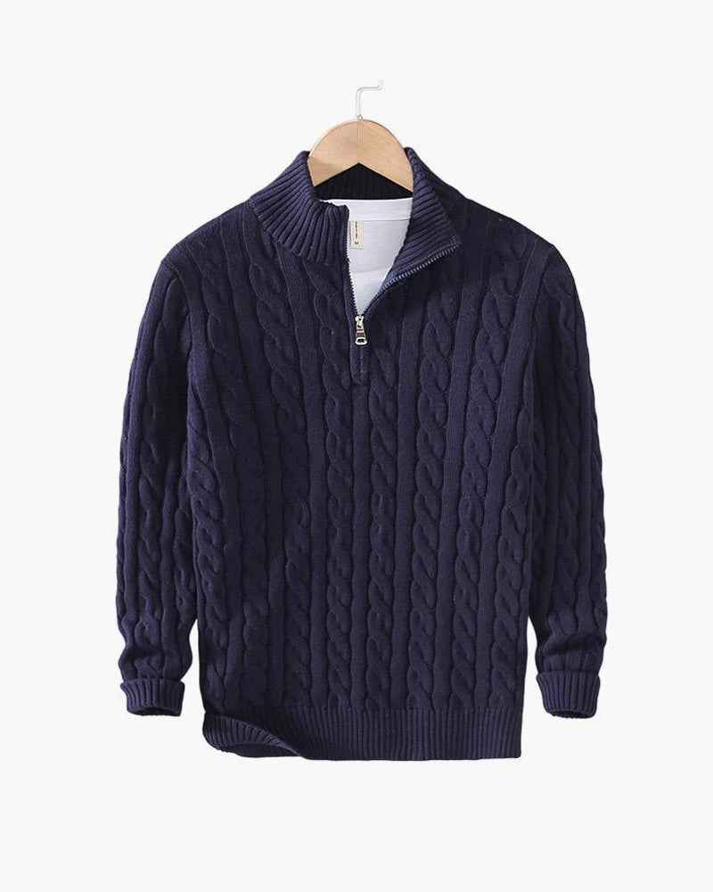 Cotton Cable Knit Half-Zip Sweater