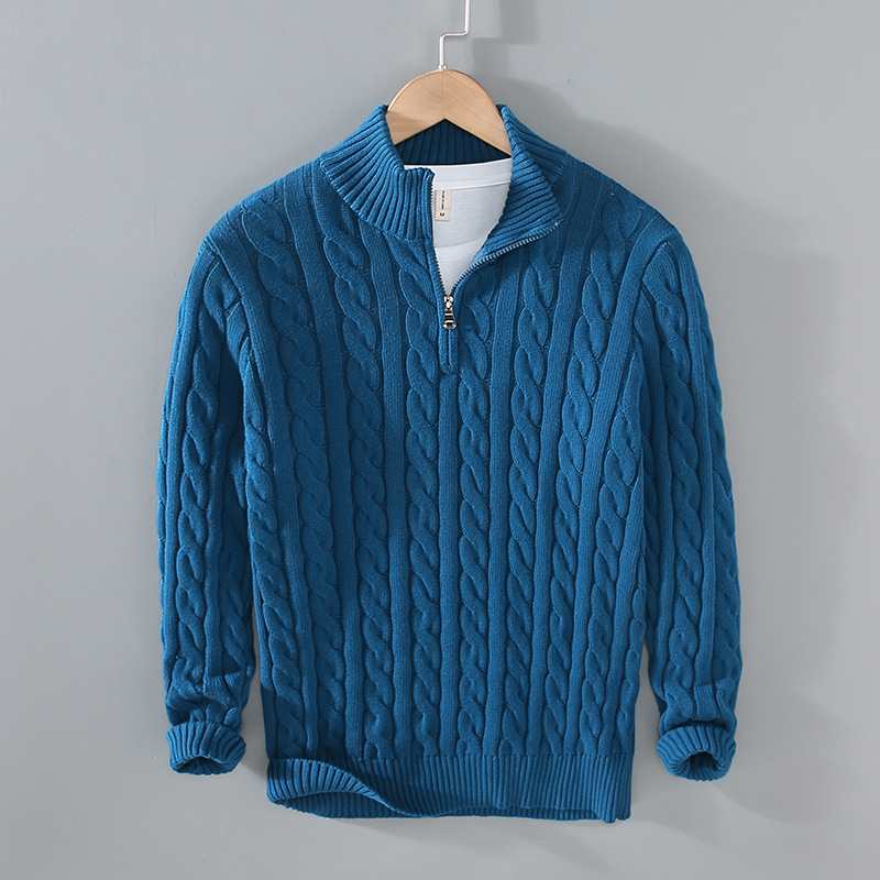Cotton Cable Knit Half-Zip Sweater