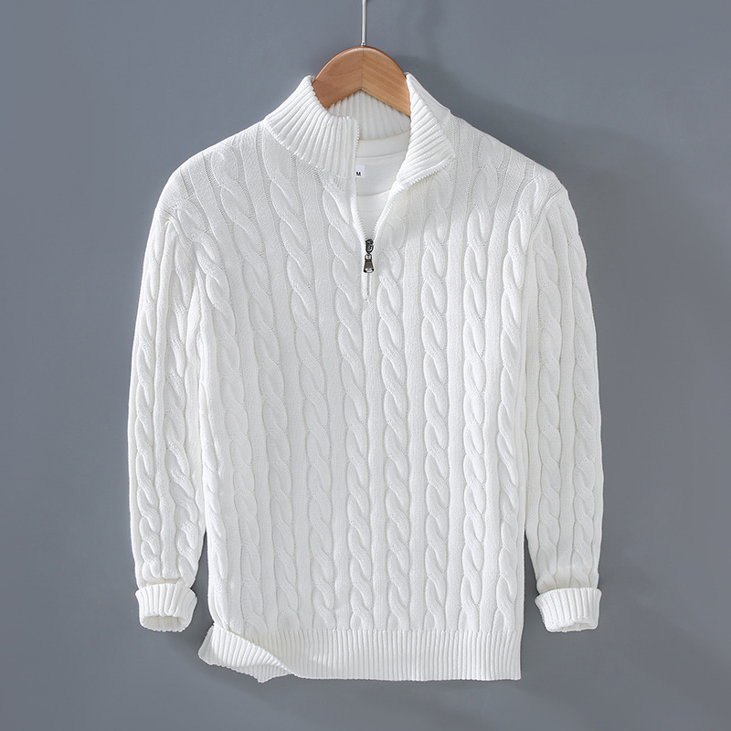 Cotton Cable Knit Half-Zip Sweater
